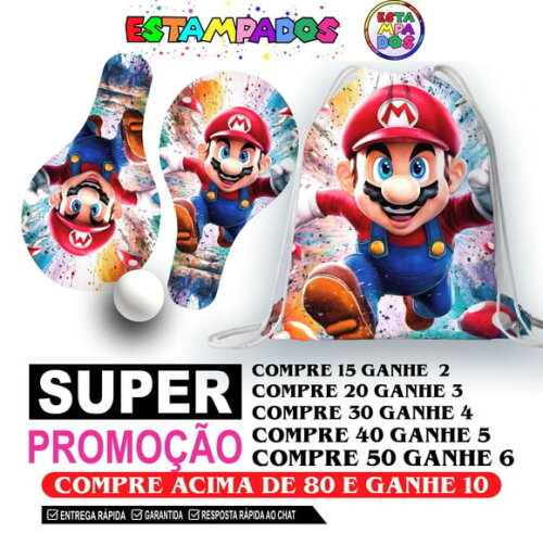 Kit Super Mario 0012 Sacochila+raquetes de Ping Pong