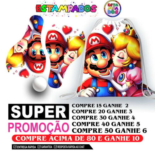 Kit Super Mario 0014 Sacochila+raquetes de Ping Pong