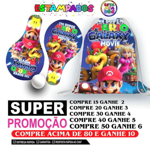 Kit Super Mario 0013 Sacochila+raquetes de Ping Pong