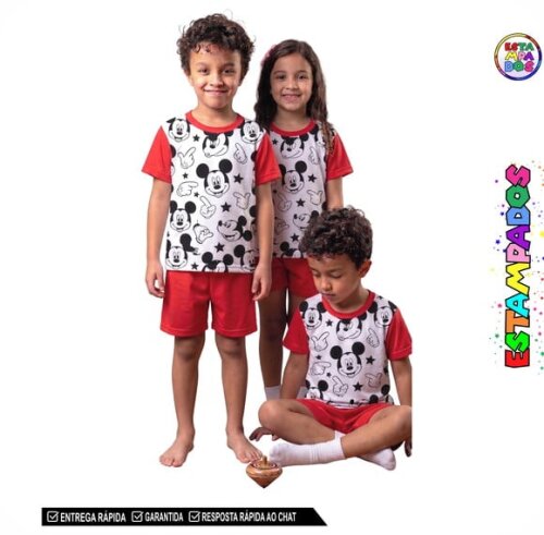 Pijama Mickey com Estampa Full Print Frente Total Ref:05 Uni