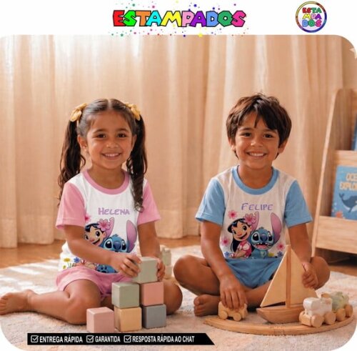 Pijama Stitch com Estampa Full Print Frente Total Ref:20 Uni