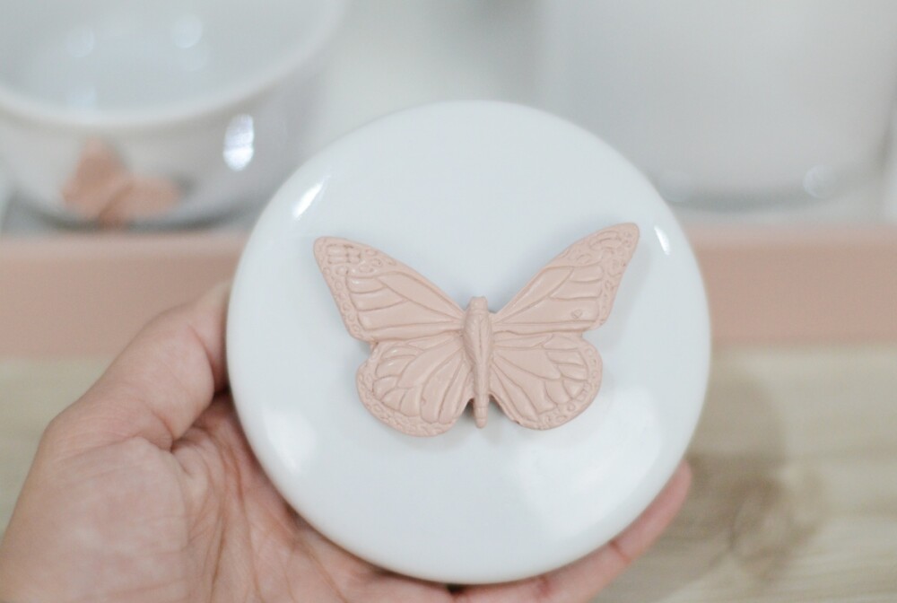 Kit Higiene Porcelana Bebê Maternidade Borboletas K103 Rosê Tem