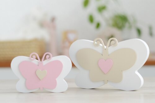 Kit Borboletas Rosa Bege MDF Decoração Infantil Quarto Pratelei