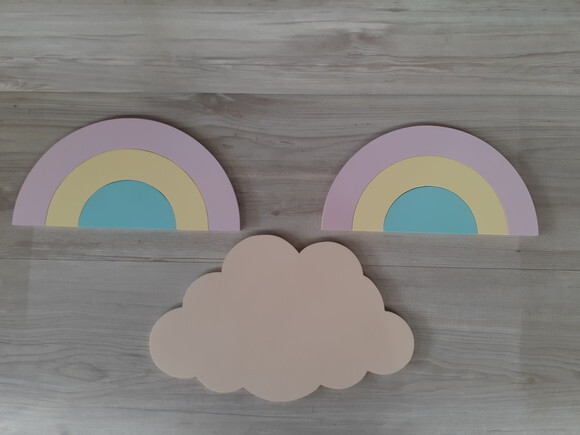 2 Arco Íris 3 faixas + Nuvem PARA PAREDE - TONS PASTÉIS