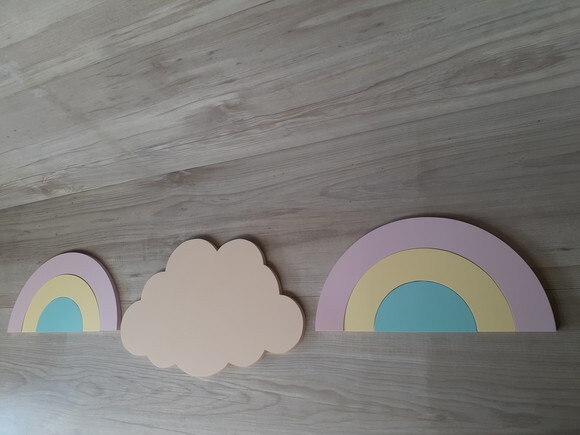2 Arco Íris 3 faixas + Nuvem PARA PAREDE - TONS PASTÉIS