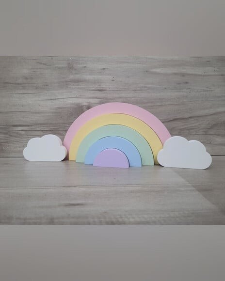 Arco Íris (5 Arcos) + Nuvens - Peças de Mesa em mdf