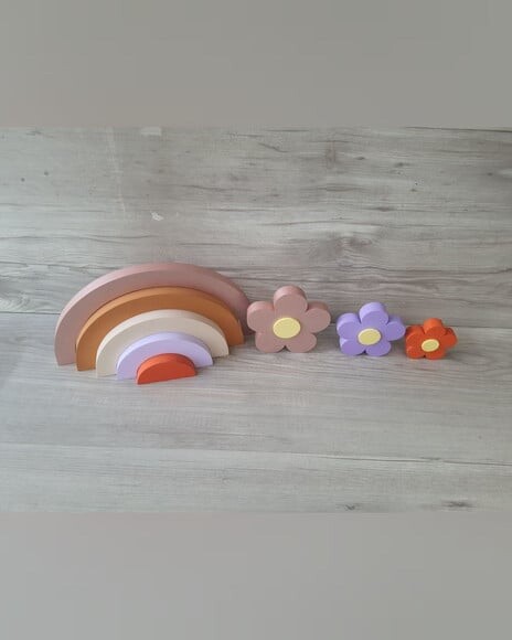 Arco Íris (5 Arcos) + Trio de Flores de Mesa em mdf