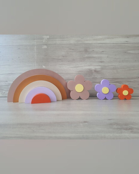 Arco Íris (5 Arcos) + Trio de Flores de Mesa em mdf