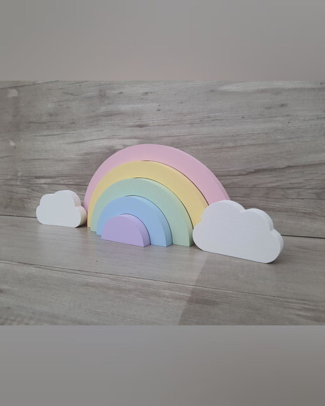 Arco Íris (5 Arcos) + Nuvens - Peças de Mesa em mdf