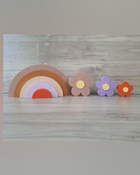 Arco Íris (5 Arcos) + Trio de Flores de Mesa em mdf