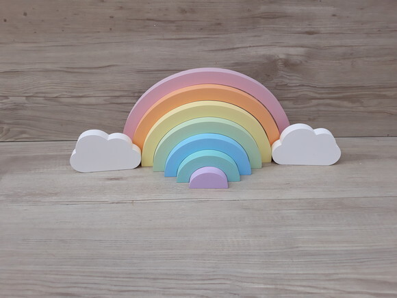 Arco Íris + Nuvens - Decoração Infantil em mdf -tons Pastéis
