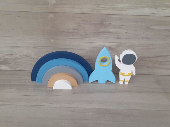 Arco Íris 5 Arcos + Foguete + Astronauta - Peças em mdf