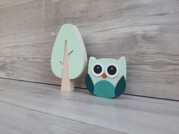 Árvore + Coruja de Mesa em mdf - Decoração Infantil