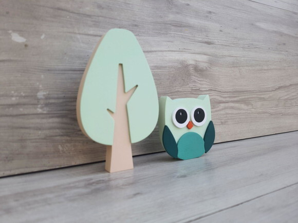 Árvore + Coruja de Mesa em mdf - Decoração Infantil
