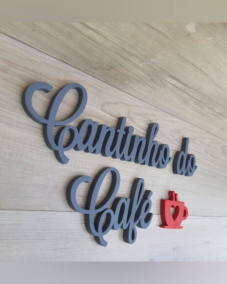 Cantinho do Café + Miniatura Xícara - Letras em mdf