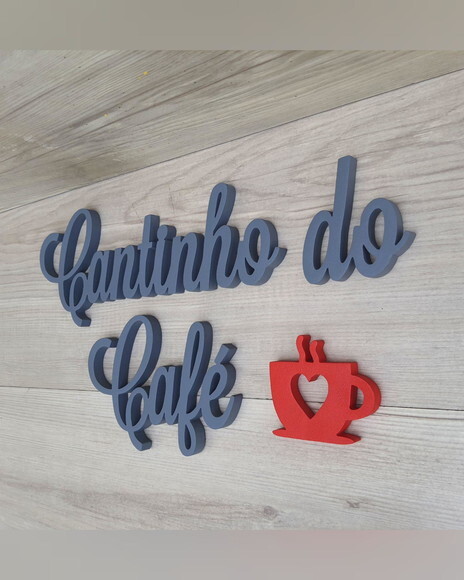 Cantinho do Café + Miniatura Xícara - Letras em mdf