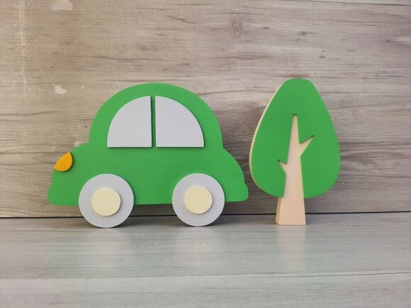 Carrinho Decorativo em mdf para Mesa - Fusca + Árvore