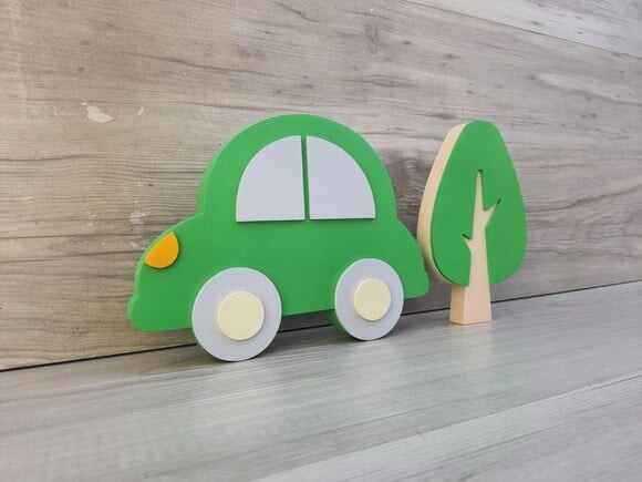 Carrinho Decorativo em mdf para Mesa - Fusca + Árvore