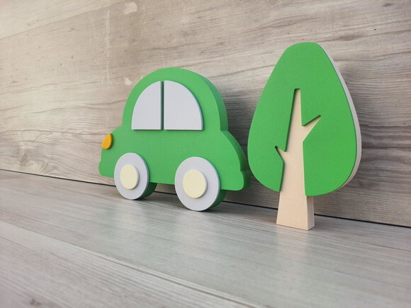 Carrinho Decorativo em mdf para Mesa - Fusca + Árvore