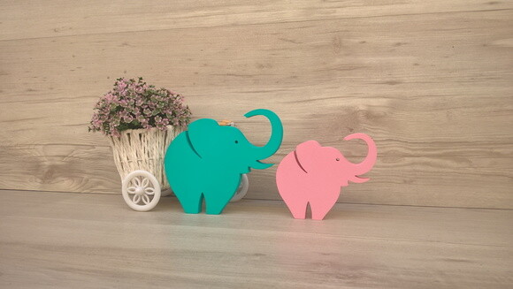Combo Elefantes de mesa em MDF - Decoração - 10 e 13 cm