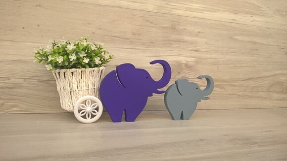 Combo Elefantes de mesa em MDF - Decoração - 10 e 13 cm
