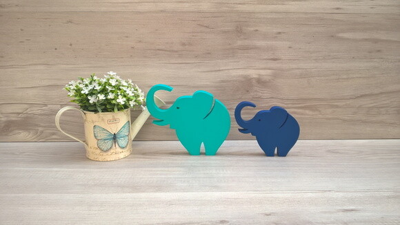 Combo Elefantes de mesa em MDF - Decoração - 10 e 13 cm