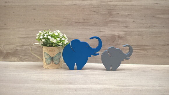 Combo Elefantes de mesa em MDF - Decoração - 10 e 13 cm