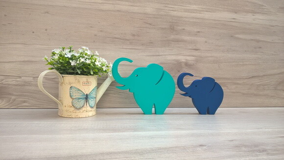 Combo Elefantes de mesa em MDF - Decoração - 10 e 13 cm