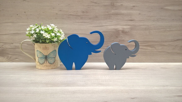 Combo Elefantes de mesa em MDF - Decoração - 10 e 13 cm