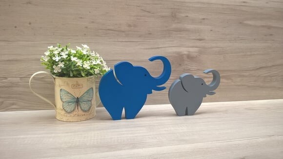 Combo Elefantes de mesa em MDF - Decoração - 10 e 13 cm