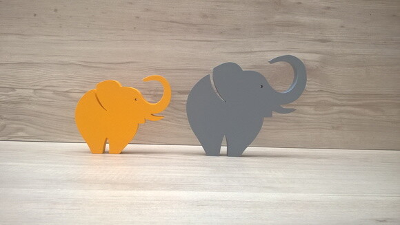 Combo Elefantes de mesa em MDF - Decoração - 10 e 13 cm