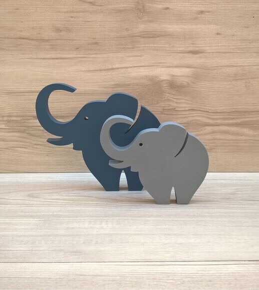 Combo Elefantes de mesa em MDF - Decoração - 10 e 13 cm