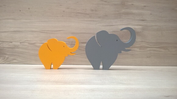 Combo Elefantes de mesa em MDF - Decoração - 10 e 13 cm