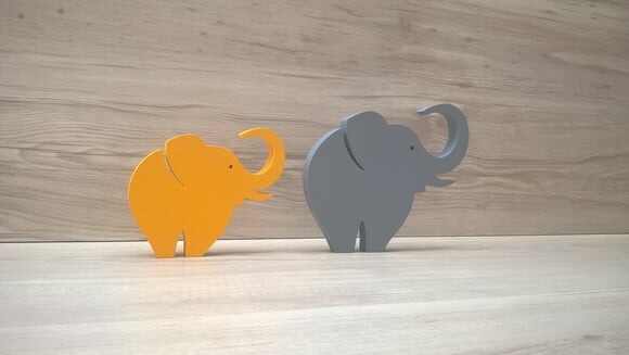 Combo Elefantes de mesa em MDF - Decoração - 10 e 13 cm