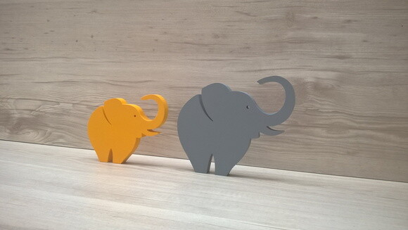 Combo Elefantes de mesa em MDF - Decoração - 10 e 13 cm