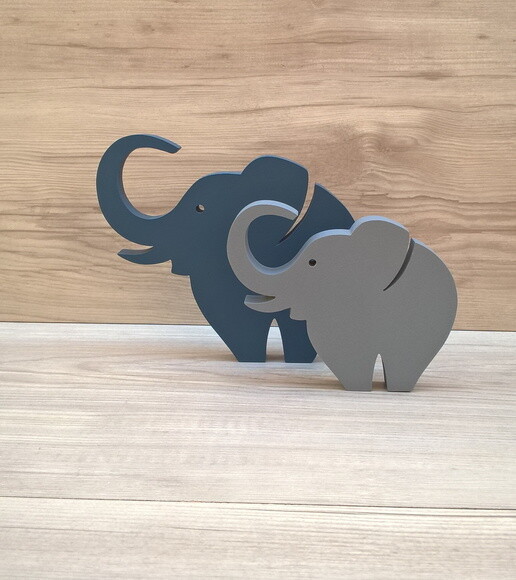 Combo Elefantes de mesa em MDF - Decoração - 10 e 13 cm