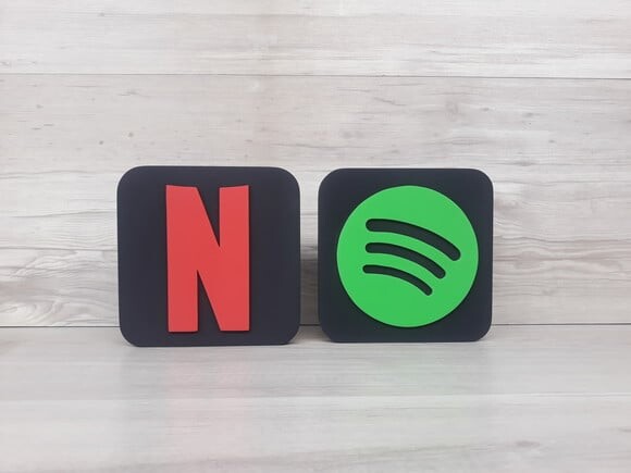 Combo Streaming - Netflix e Spotify - Simbolos em mdf 15 cm