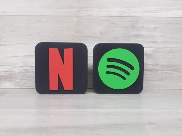 Combo Streaming - Netflix e Spotify - Simbolos em mdf 15 cm