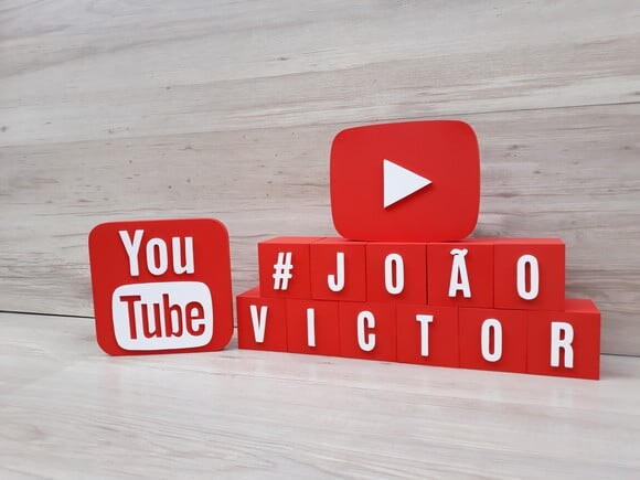 Combo Youtube - Nome em Cubos 11 Letras + Símbolos