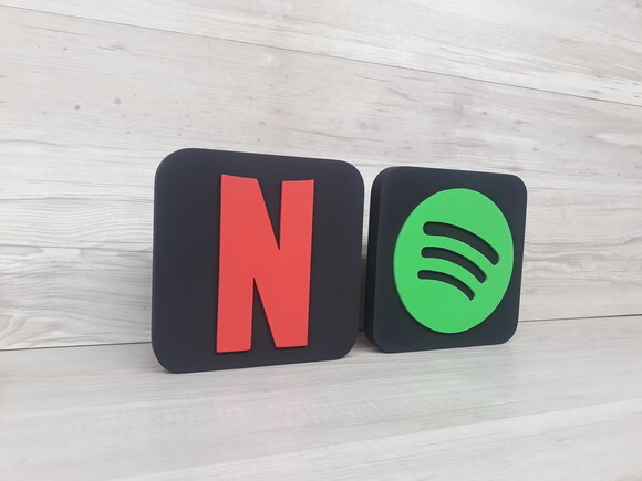 Combo Streaming - Netflix e Spotify - Simbolos em mdf 15 cm
