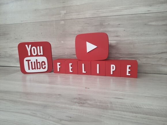 Combo Youtube - Nome em Cubos 6 Letras + Símbolos