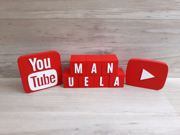Combo Youtube - Nome em Cubos 7 Letras + Símbolos