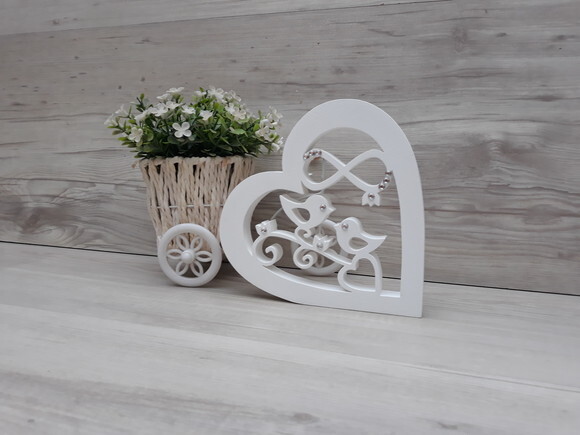 Coração Casal Passarinhos Infinito - Decoração Casamento