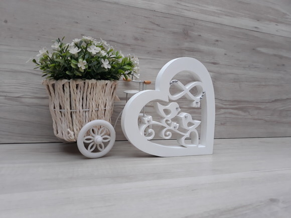 Coração Casal Passarinhos Infinito - Decoração Casamento