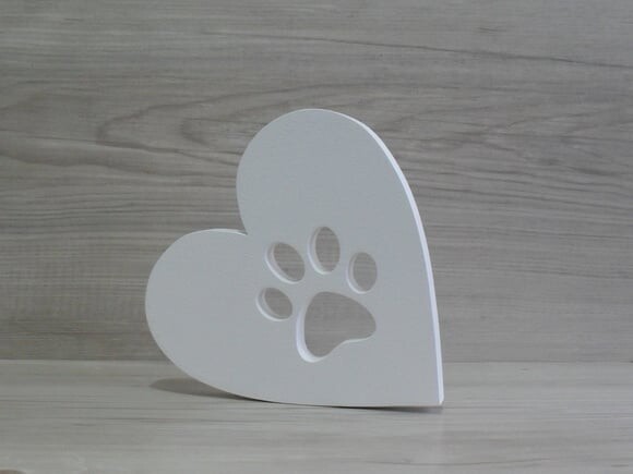 Coração Patinha - 15 cm - Decoração Pet em mdf