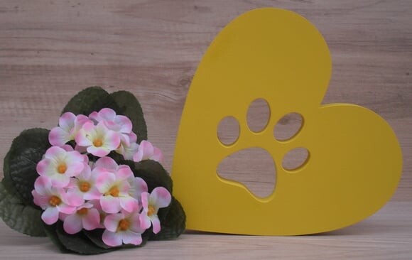 Coração Patinha - 15 cm - Decoração Pet em mdf