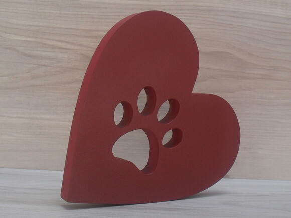 Coração Patinha - 15 cm - Decoração Pet em mdf