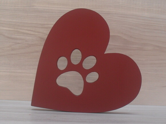 Coração Patinha - 15 cm - Decoração Pet em mdf