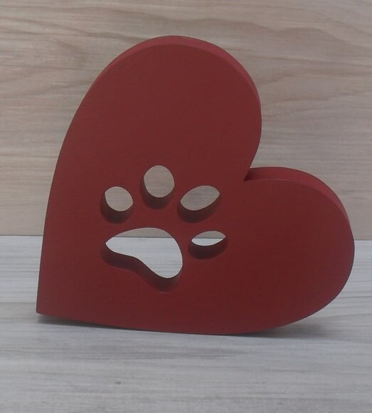 Coração Patinha - 15 cm - Decoração Pet em mdf