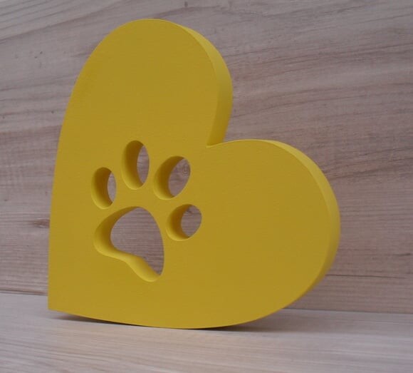 Coração Patinha - 15 cm - Decoração Pet em mdf